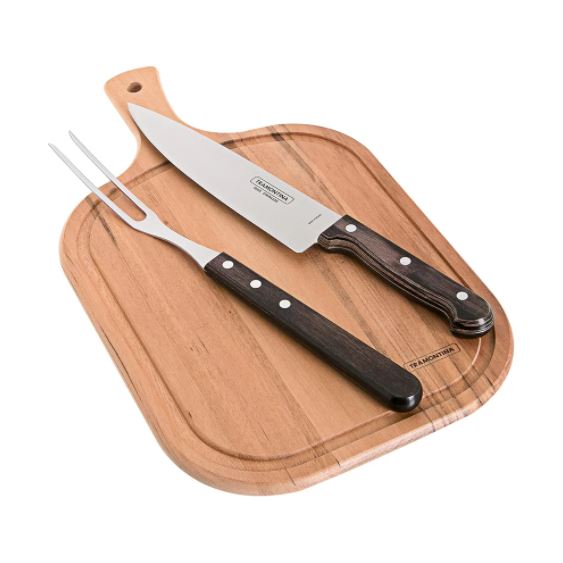 Jogo Para Churrasco Polywood Inox 3 Peças